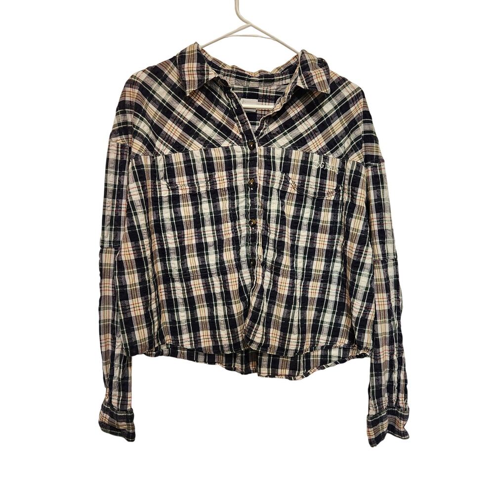BDG Jeans Urban Outfitters Crop Boxy Plaid Long Sleeve Button Down Shirt Medium